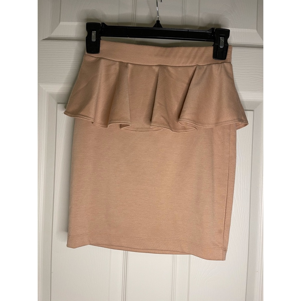 Sm beige mini peplum skirt